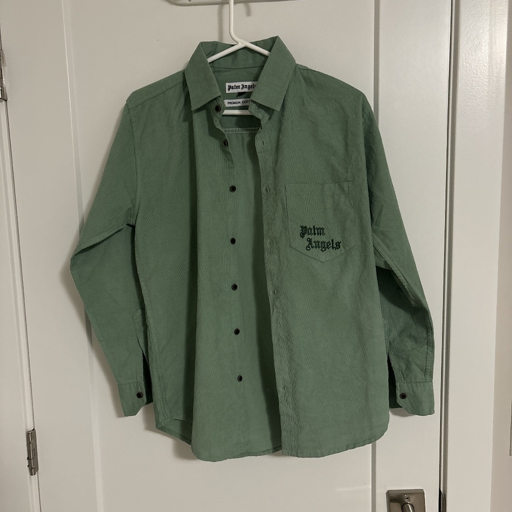 Palm angels fit green shirt long sleeves